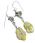 Sterling Silver Turquoise And Yellow Mother Of Pearl Flower Southwest Hook Dangle Earrings WX76394