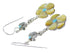 Southwest Sterling Silver Turquoise And Yellow Mother Of Pearl Flower Hook Dangle Earrings WX76399
