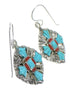 Turquoise And Coral Sterling Silver Southwest Hook Dangle Earrings WX76411