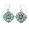 Coral And Turquoise Sterling Silver Southwest Hook Dangle Earrings WX76567