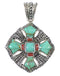 Coral Turquoise And Silver Pendant YX75570