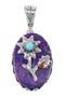 Silver Multicolor Flower Ladybug Pendant YX75580