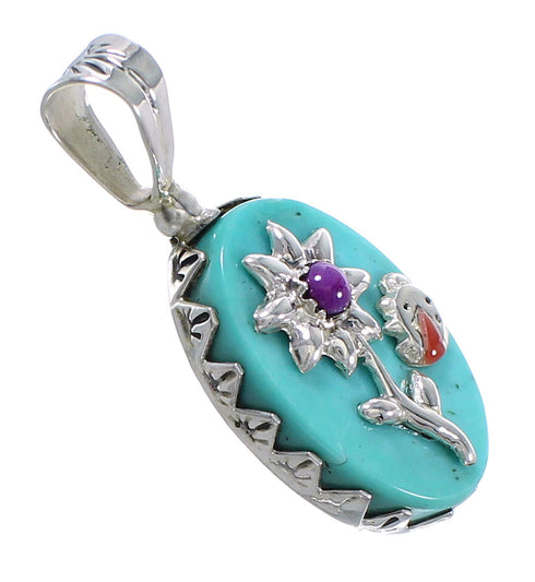 Multicolor Silver Flower Ladybug Pendant YX75582