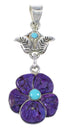 Silver Turquoise And Magenta Turquoise Flower Pendant YX75593