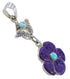 Silver Turquoise And Magenta Turquoise Flower Pendant YX75593