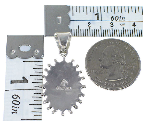 Turquoise Needlepoint Genuine Sterling Silver Water Wave Pendant YX75741