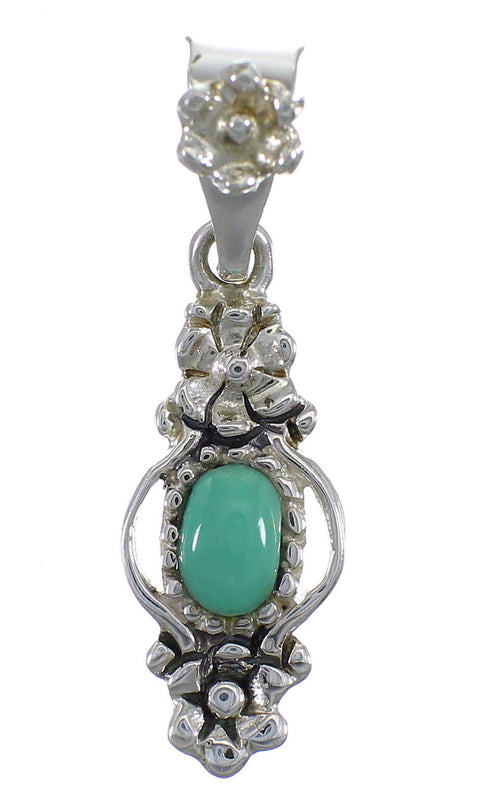 Turquoise Silver Flower Pendant YX77375