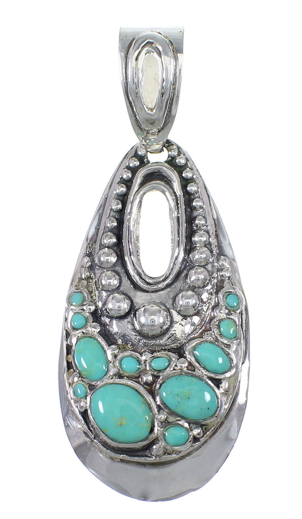 Turquoise And Genuine Sterling Silver Slide Pendant YX77417