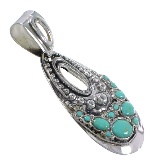 Turquoise And Genuine Sterling Silver Slide Pendant YX77417