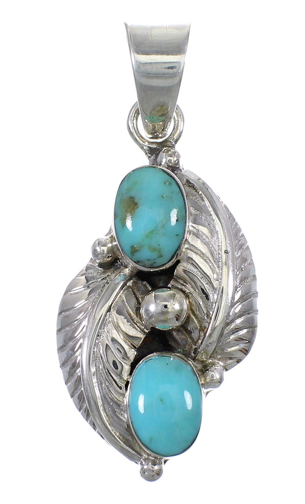 Sterling Silver Turquoise Leaf Pendant YX77474