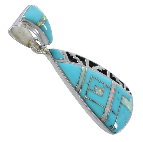 Opal Turquoise And Sterling Silver Pendant YX76577