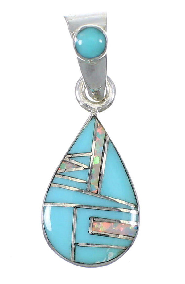 Silver Turquoise Opal Tear Drop Pendant YX76588