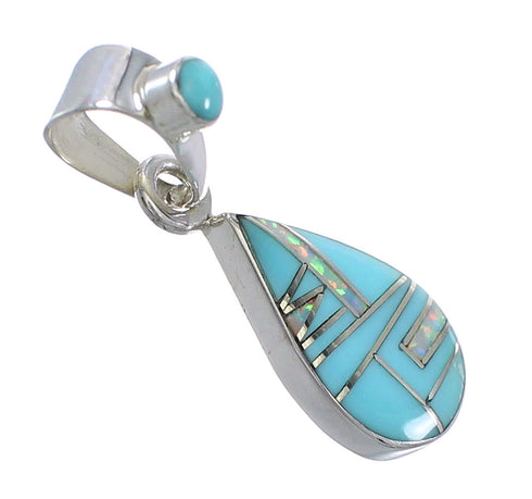 Silver Turquoise Opal Tear Drop Pendant YX76588