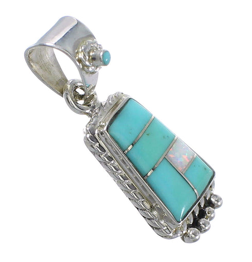 Silver Turquoise And Opal Pendant YX76589