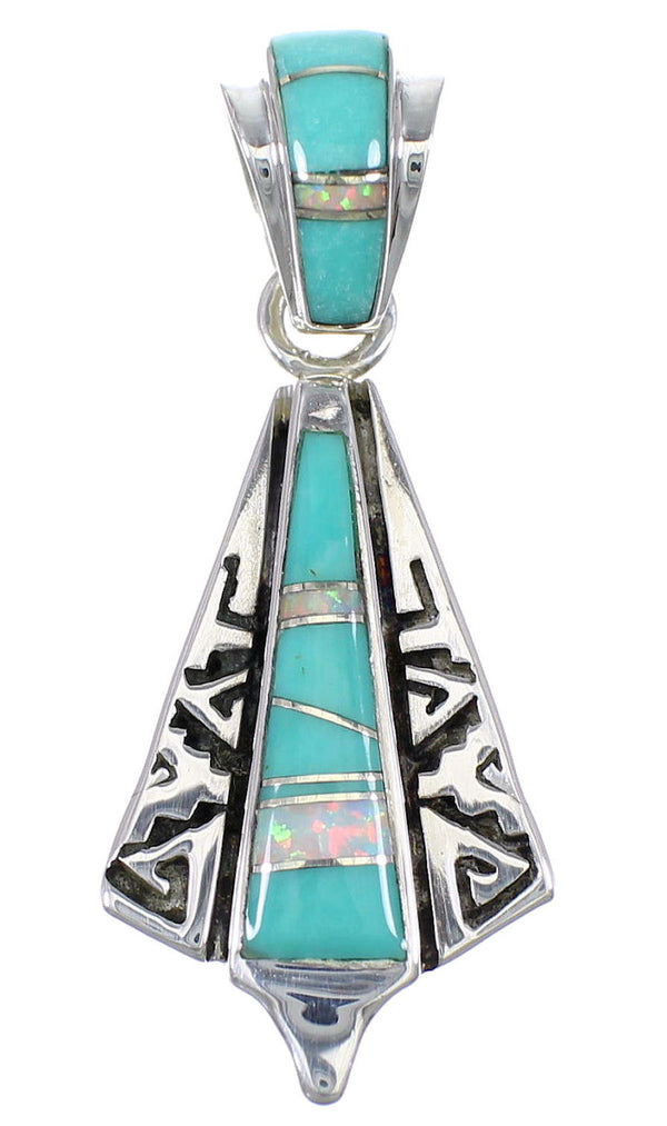 Turquoise Opal Silver Water Wave Pendant YX75995