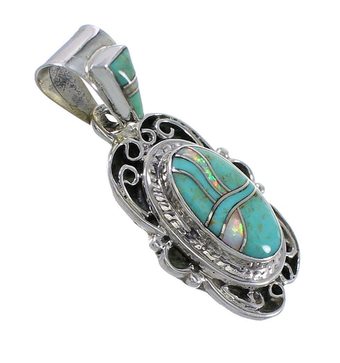 Opal Turquoise Silver Southwestern Pendant YX76010