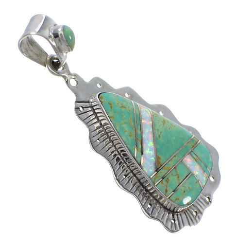 Silver Opal And Turquoise Southwestern Pendant YX76059