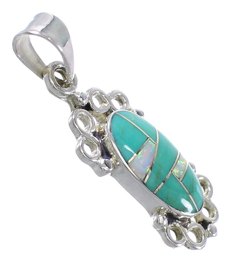 Southwestern Sterling Silver Opal And Turquoise Pendant YX77621