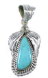 Southwestern Sterling Silver And Turquoise Flower Pendant AX77008