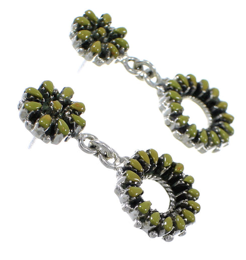 Southwest Turquoise Needlepoint And Sterling Silver Post Dangle Earrings QX76640