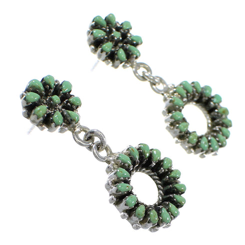 Southwest Turquoise Needlepoint Authentic Sterling Silver Post Dangle Earrings QX76645