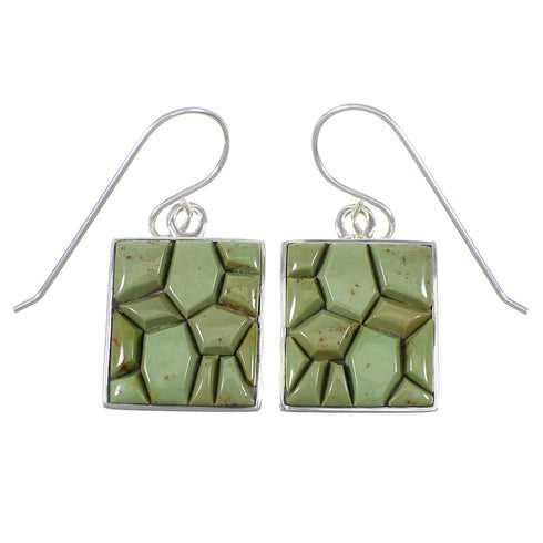 Southwestern Turquoise Genuine Sterling Silver Hook Dangle Earrings QX76648