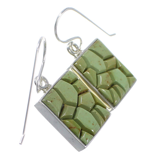 Southwestern Turquoise Genuine Sterling Silver Hook Dangle Earrings QX76648