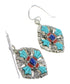 Multicolor Southwest Authentic Sterling Silver Hook Dangle Earrings QX76661