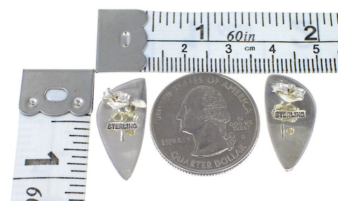 Native American Pueblo Design Multicolor Inlay Sterling Silver Post Earrings QX76794