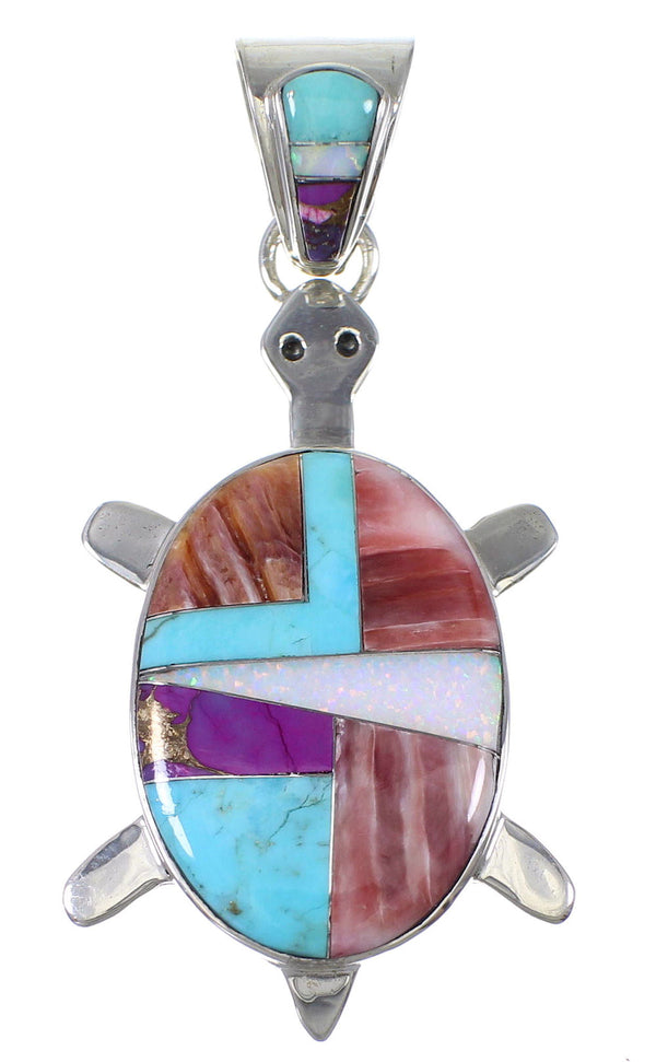 Southwestern Silver Multicolor Turtle Pendant YX77690