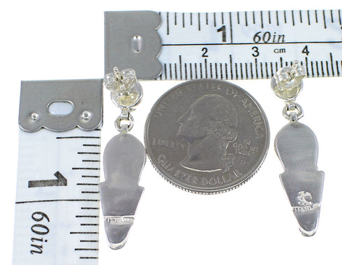 Silver Turquoise And Opal Southwest Post Dangle Earrings AX76921