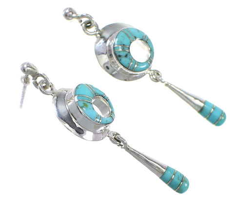 Turquoise Sterling Silver Southwestern Post Dangle Earrings YX76353