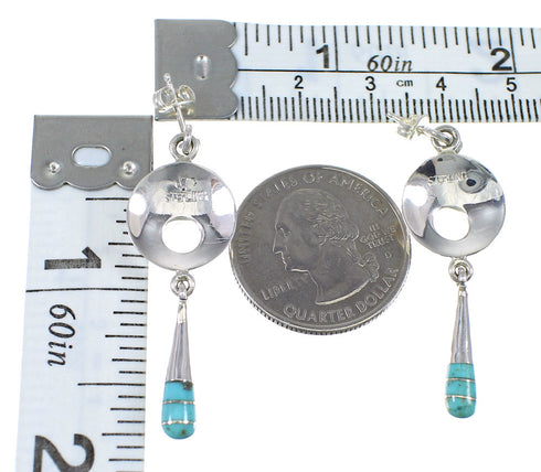 Turquoise Sterling Silver Southwestern Post Dangle Earrings YX76353