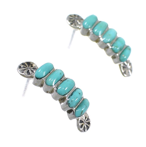 Turquoise And Silver Southwest Post Hoop Earrings YX76395