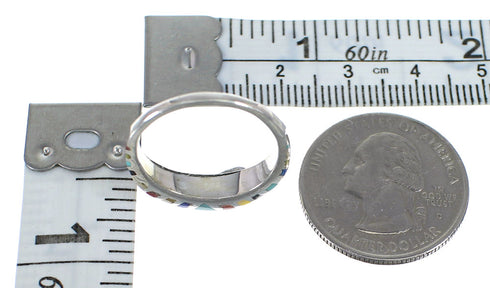 Sterling Silver And Multicolor Southwestern Jewelry Ring Size 7-1/2 YX76317