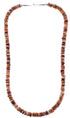 Native American Orange And Purple Oyster Shell Sterling Silver Bead Necklace WX76872