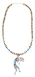 Multicolor Sterling Silver Kokopelli Southwestern Bead Necklace Set WX77254