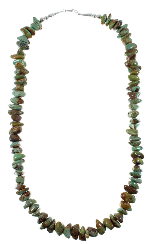 Native American Navajo Kingman Turquoise Silver Bead Necklace YX76735
