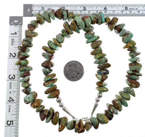 Native American Navajo Kingman Turquoise Silver Bead Necklace YX76735