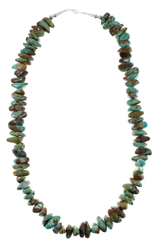 Turquoise Sterling Silver Navajo Indian Bead Necklace YX76741