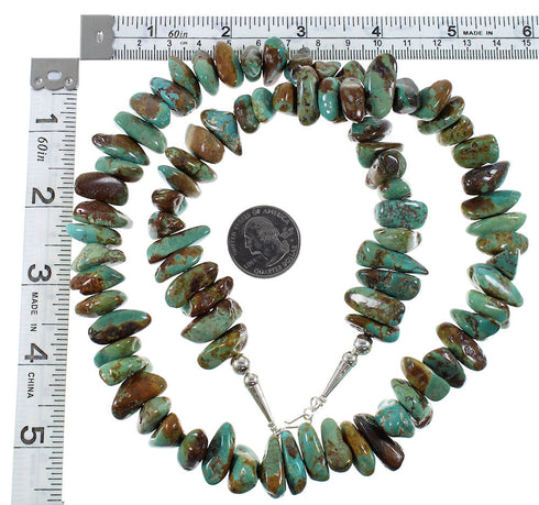 Turquoise Sterling Silver Navajo Indian Bead Necklace YX76741
