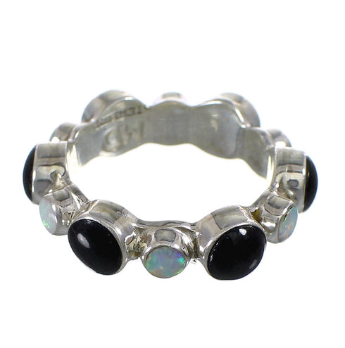 Jet Opal Sterling Silver Southwest Ring Size 5-3/4 YX77057