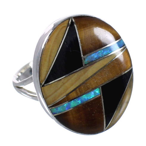 Multicolor Genuine Sterling Silver Southwestern Ring Size 5-1/2 QX78429