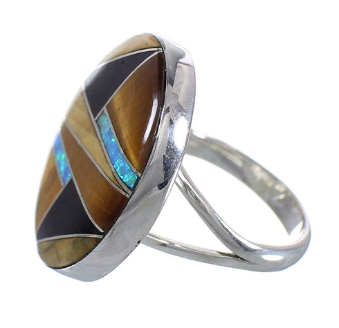 Southwest Multicolor Sterling Silver Ring Size 8-1/2 QX78458