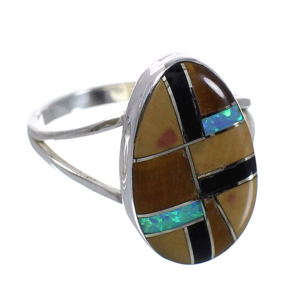Southwestern Multicolor Sterling Silver Ring Size 4-1/2 QX78461