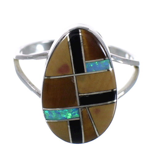 Southwestern Multicolor Sterling Silver Ring Size 4-1/2 QX78461