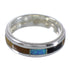 Southwest Multicolor Inlay Genuine Sterling Silver Ring Size 4-1/2 QX78620
