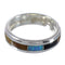 Genuine Sterling Silver Multicolor Inlay Southwestern Ring Size 7-1/4 QX78660