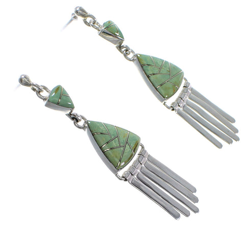 Turquoise And Sterling Silver Southwest Post Dangle Earrings WX81841