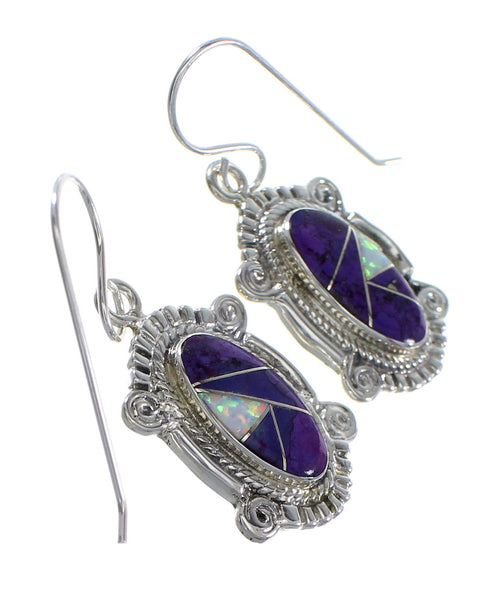 Magenta Turquoise Opal Silver Southwest Hook Dangle Earrings YX81680